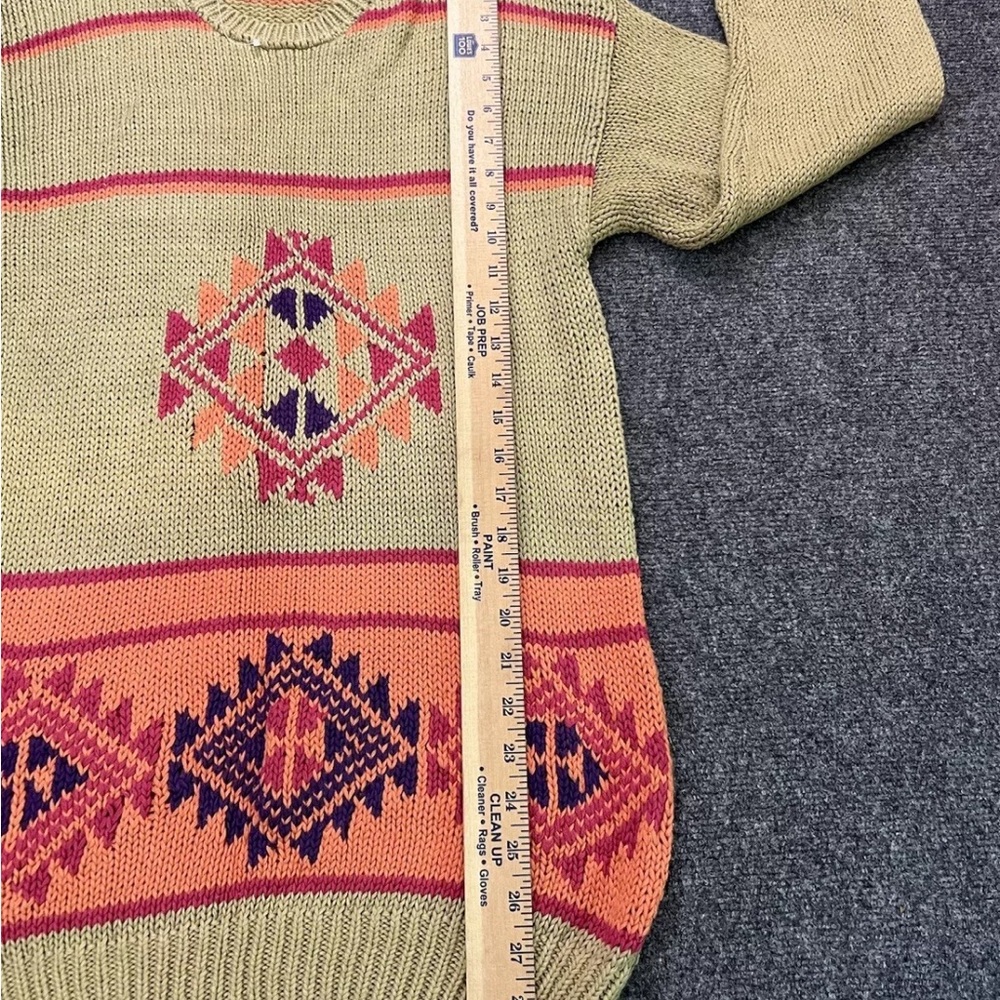 Vtg Sweater  Aztec Recent Works Woman’s Chunky 90’s Tan Long Small Knit - Picture 6 of 6